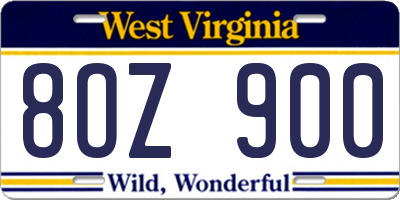 WV license plate 8OZ900
