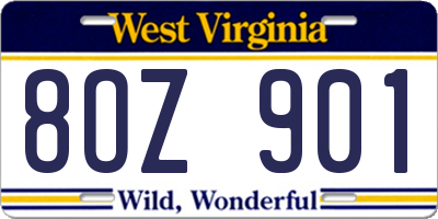 WV license plate 8OZ901