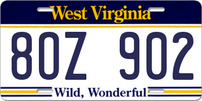 WV license plate 8OZ902