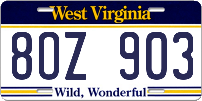 WV license plate 8OZ903