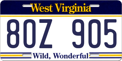 WV license plate 8OZ905