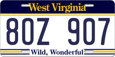 WV license plate 8OZ907