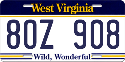 WV license plate 8OZ908