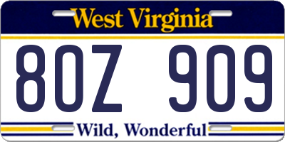 WV license plate 8OZ909