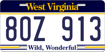 WV license plate 8OZ913