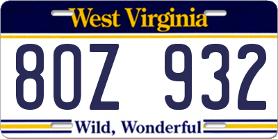 WV license plate 8OZ932