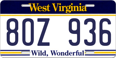 WV license plate 8OZ936