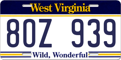 WV license plate 8OZ939