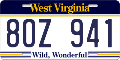 WV license plate 8OZ941