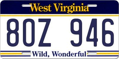 WV license plate 8OZ946