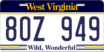 WV license plate 8OZ949