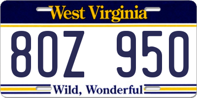 WV license plate 8OZ950