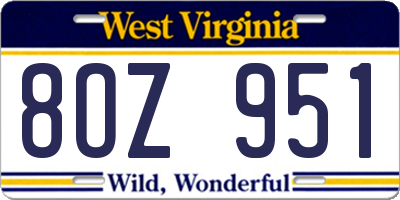 WV license plate 8OZ951