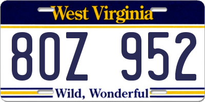 WV license plate 8OZ952