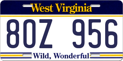 WV license plate 8OZ956