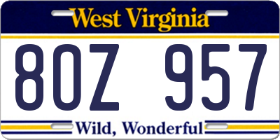 WV license plate 8OZ957