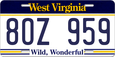 WV license plate 8OZ959