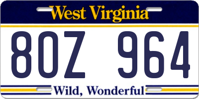 WV license plate 8OZ964