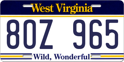 WV license plate 8OZ965