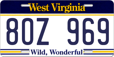 WV license plate 8OZ969