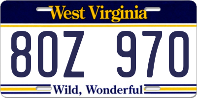 WV license plate 8OZ970