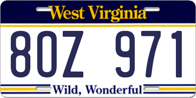 WV license plate 8OZ971