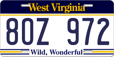 WV license plate 8OZ972
