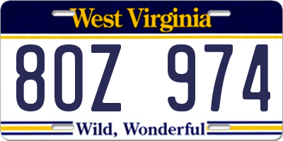 WV license plate 8OZ974