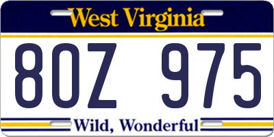 WV license plate 8OZ975