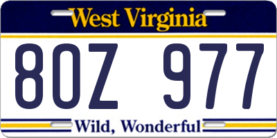 WV license plate 8OZ977