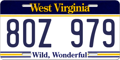WV license plate 8OZ979