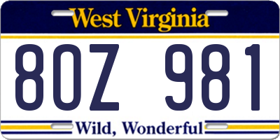 WV license plate 8OZ981
