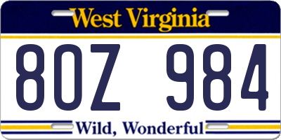WV license plate 8OZ984