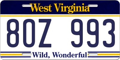 WV license plate 8OZ993