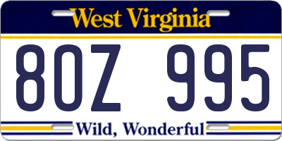 WV license plate 8OZ995