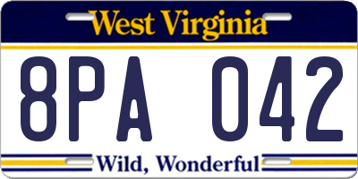 WV license plate 8PA042