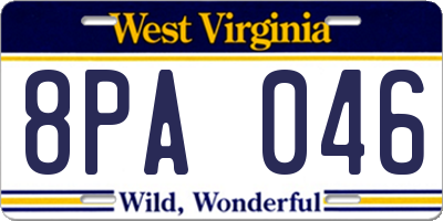 WV license plate 8PA046