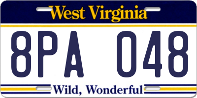 WV license plate 8PA048