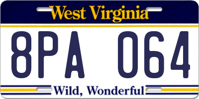 WV license plate 8PA064
