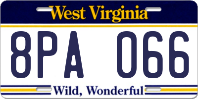 WV license plate 8PA066