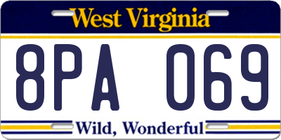 WV license plate 8PA069