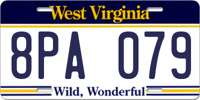 WV license plate 8PA079