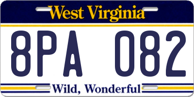 WV license plate 8PA082