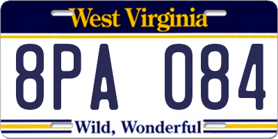 WV license plate 8PA084