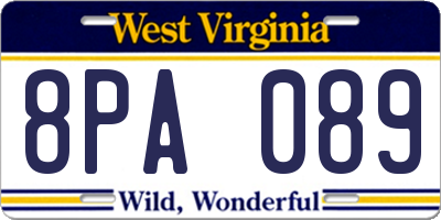 WV license plate 8PA089