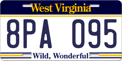 WV license plate 8PA095
