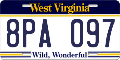 WV license plate 8PA097