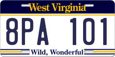 WV license plate 8PA101