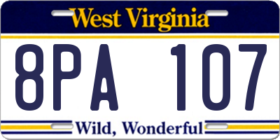 WV license plate 8PA107