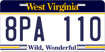 WV license plate 8PA110